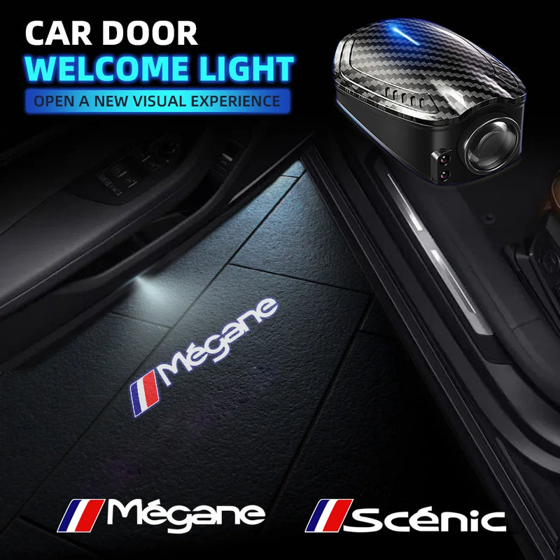 Projecteur Porte Renault Mégane, Scénic, RS, Rechargeable USB, Lot de 2, 3 Motifs