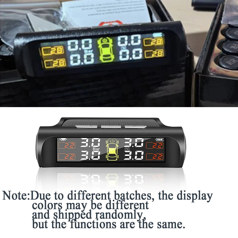 Capteur de Pression des Pneus TPMS Solaire 4 Capteurs Écran LCD