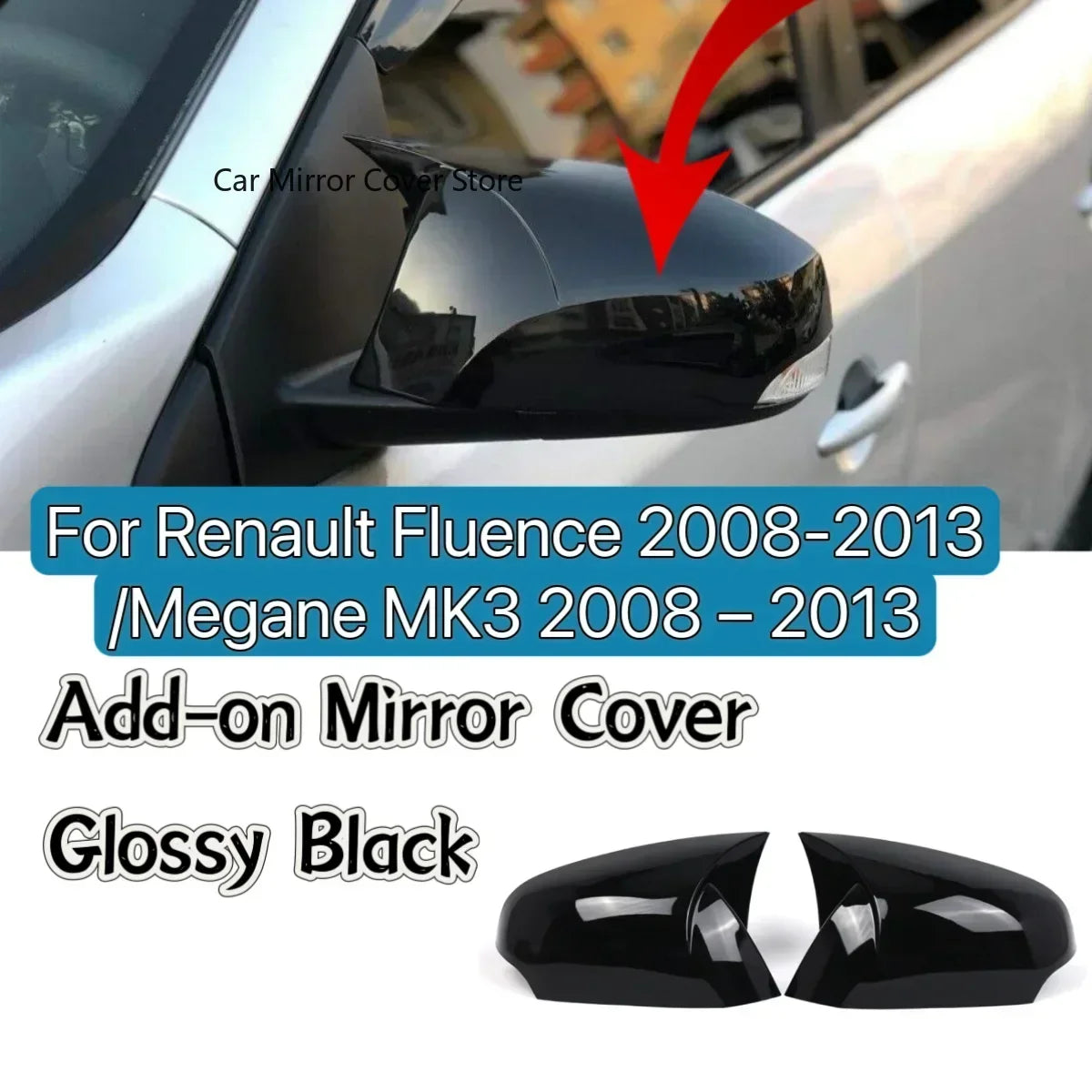 Coques de Rétroviseur Renault Mégane 3 et Fluence 2009-2013 Noir Brillant