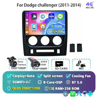 Autoradio Android 16 Dodge Challenger 2011-2014 Écran QLED CarPlay GPS Caméra DVR
