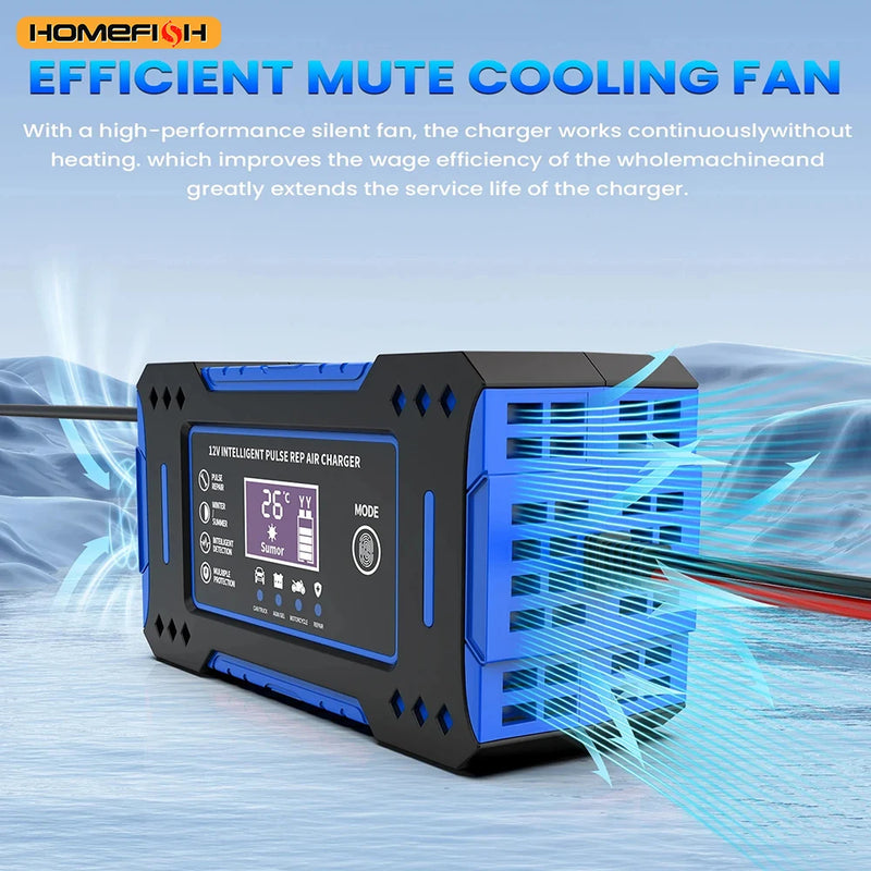 Chargeur de Batterie Voiture 12V 6A Intelligent à Impulsions