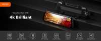 Dashcam Miroir Wolfbox G930 4K avec Écran Tactile, Wi-Fi 5,8 GHz, GPS et Caméra de Recul, Surveillance de Parking