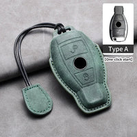Étui de Protection Clé Mercedes Classe A B C E CLA GLC GLK W204 W205 W212 Cuir Velours