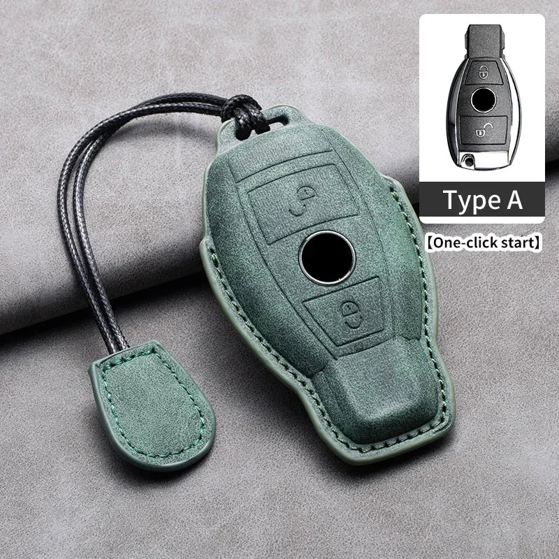 Étui de Protection Clé Mercedes Classe A B C E CLA GLC GLK W204 W205 W212 Cuir Velours