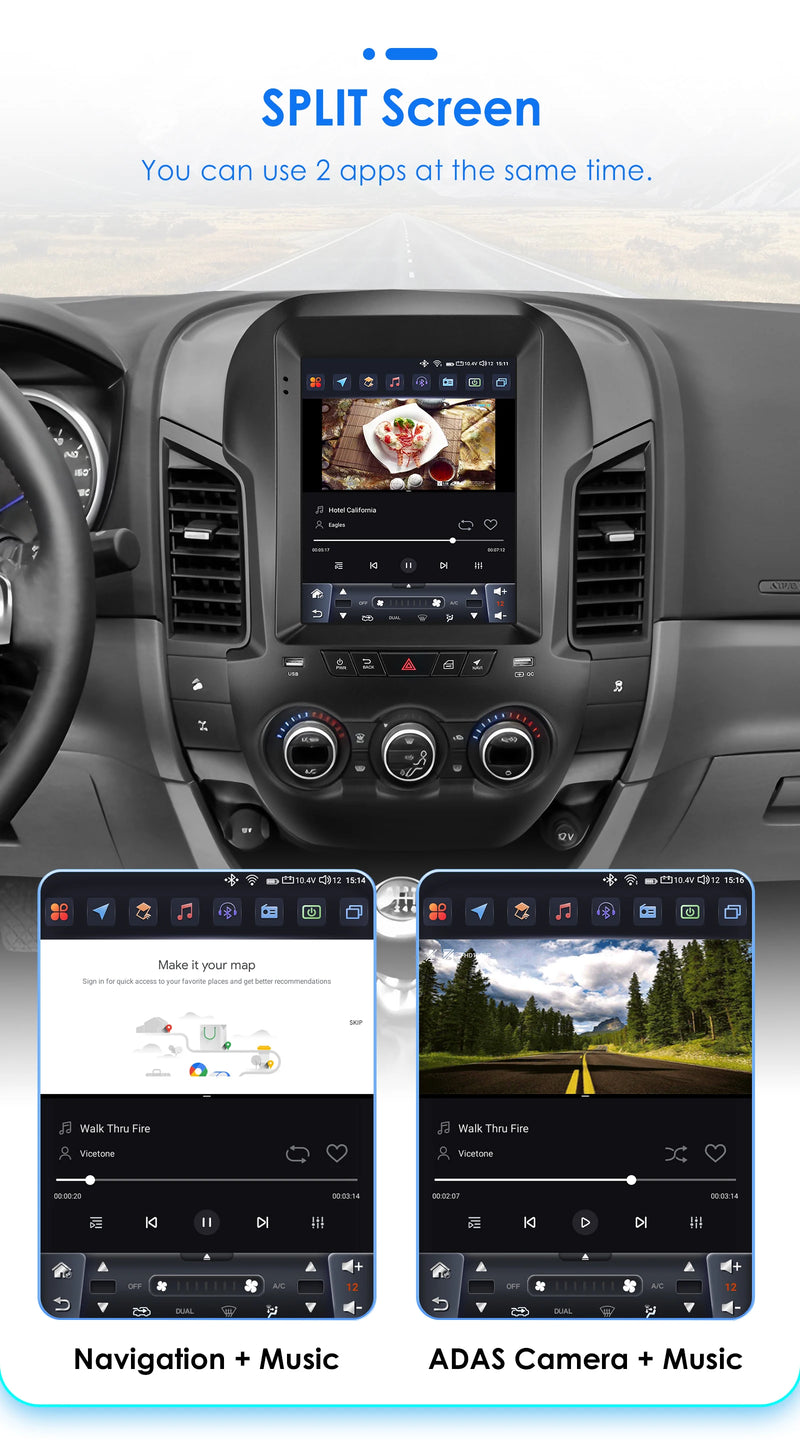 Autoradio Android Ford Ranger 2012-2015 Écran Vertical 9,7 Pouces CarPlay Sans Fil GPS DSP