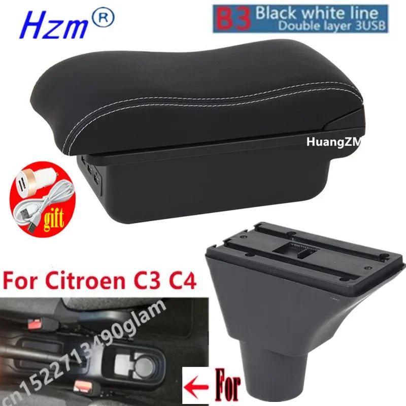 Accoudoir Central Citroën C3 C4 Rangement Simple ou Double 3 USB