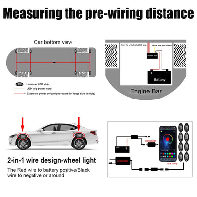 Éclairage d'Ambiance LED RGB Châssis Voiture Bluetooth