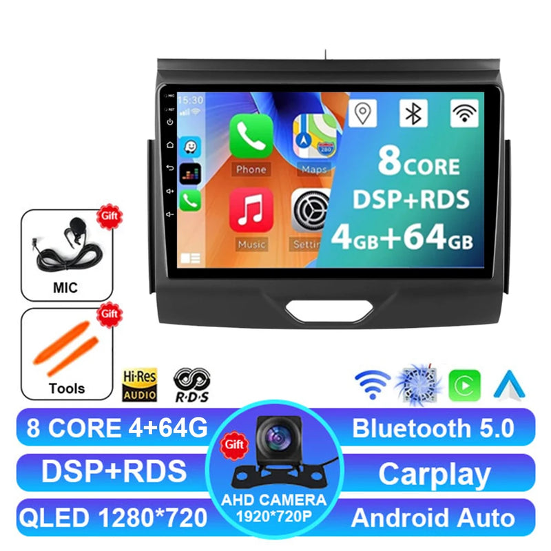 Autoradio Android 15 Ford Everest et Ranger 2015-2018 CarPlay Sans Fil GPS 4G