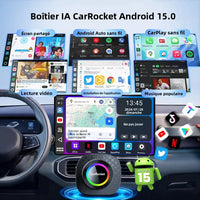 Boîtier CarPlay CarRocket Plus Android 15 4G GPS Sans Fil