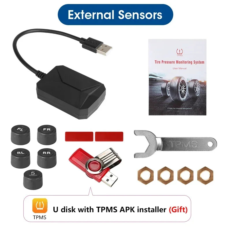 Capteurs TPMS USB Pression et Température 4 Roues Écran Android