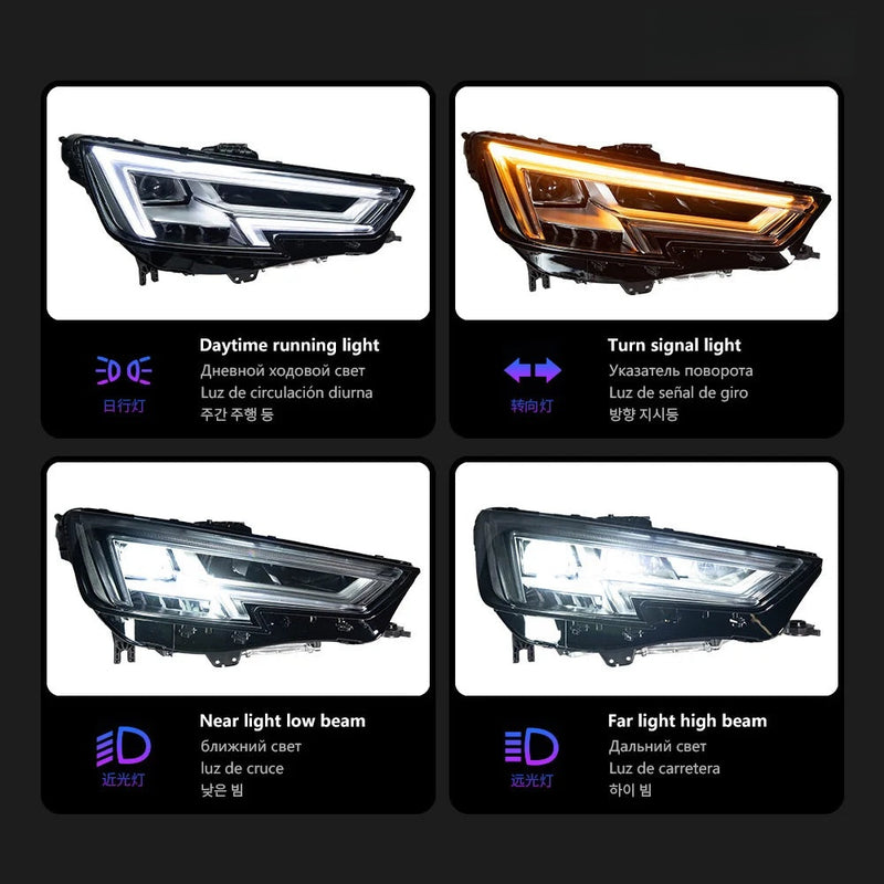 Phares LED Audi A4 B9 2017-2020 A4L Paire Avant Feux de Jour Clignotants