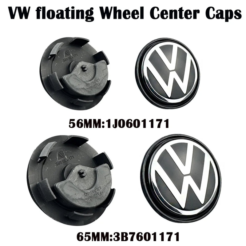 Cache-Moyeux Volkswagen Golf Jetta Passat CC 56mm 65mm — gros plan