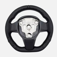 Volant Sport Méplat Chauffant Tesla Model 3 et Model Y 2017-2023 Cuir Perforé Noir