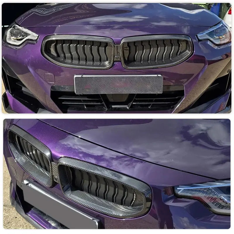 Cadre de Calandre en Carbone Préimprégné BMW Série 2 G42 Coupé M240i 2021-2024 Noir Brillant