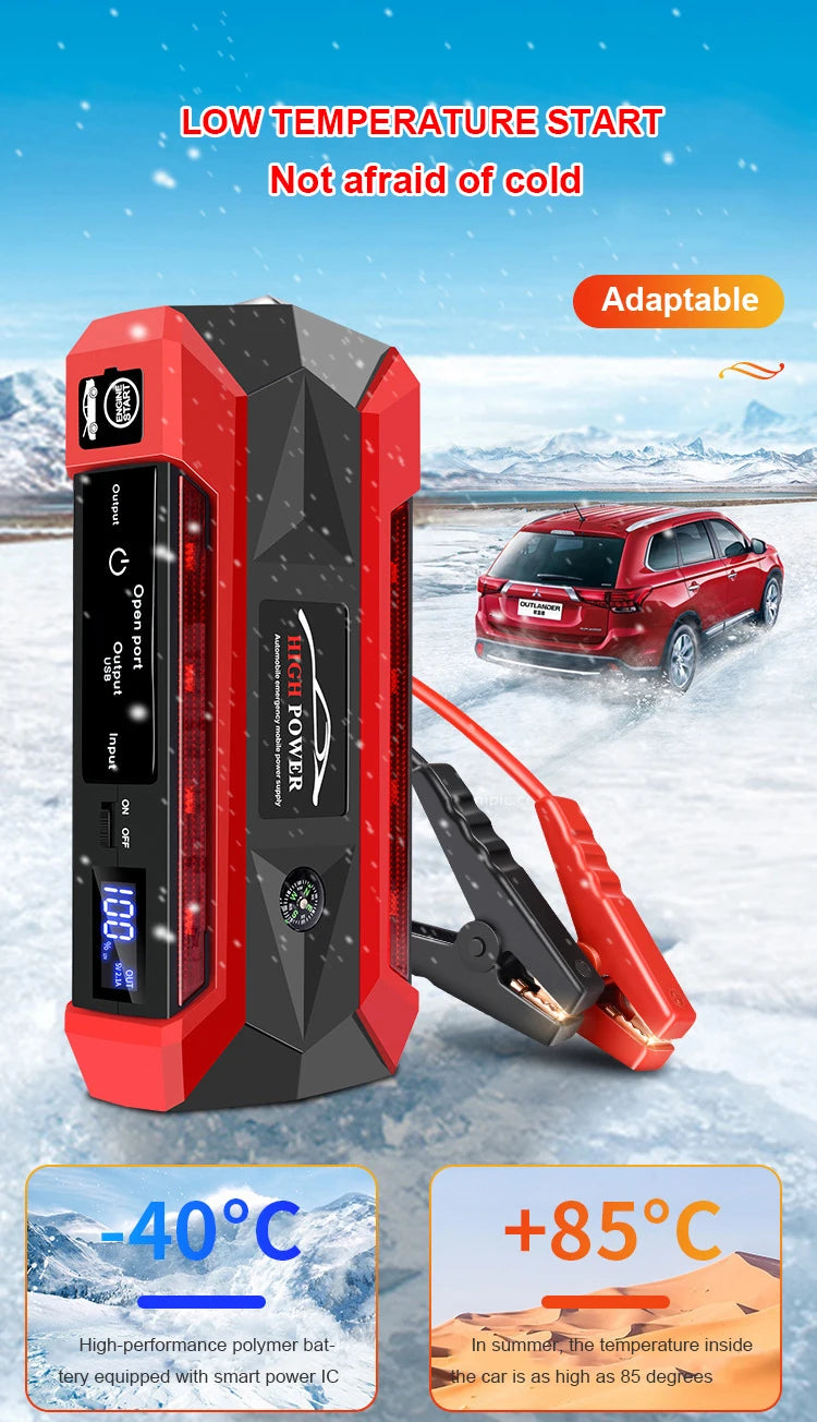 Booster de Batterie Voiture 12V Portable avec Lampe LED et Ports USB