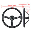 Volant Sport 350 mm Cuir PU Moyeu 6 Vis Plat Profond Universel