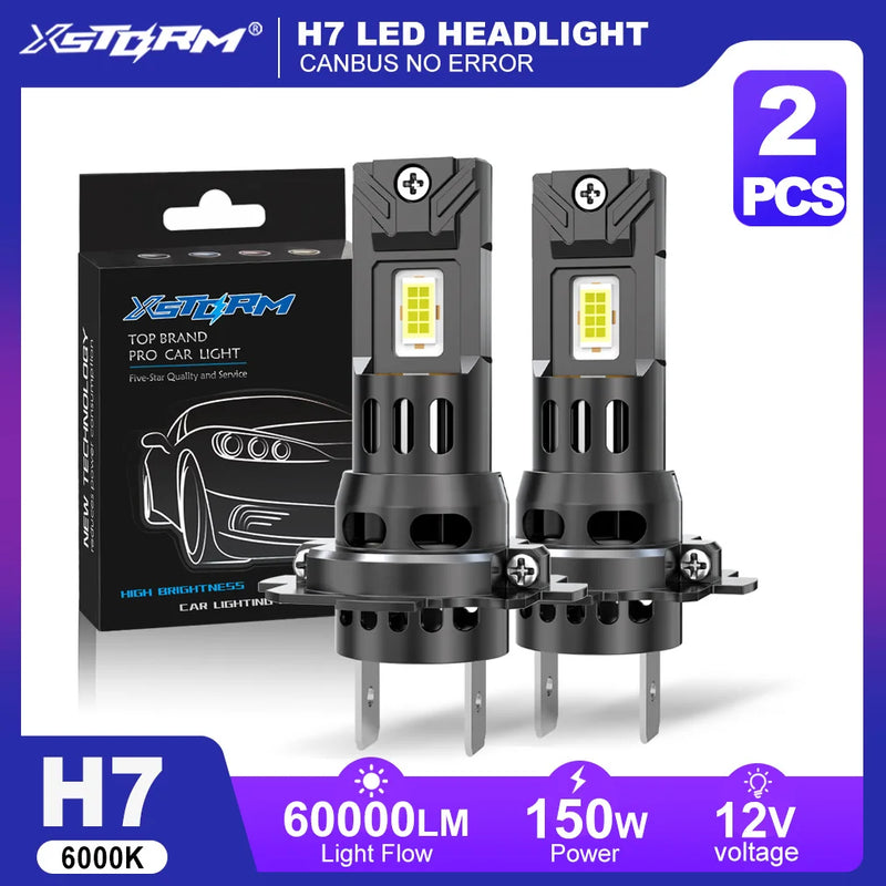 Ampoules LED H7 H1 H4 Canbus 6000K 12V kit auto, fond blanc studio