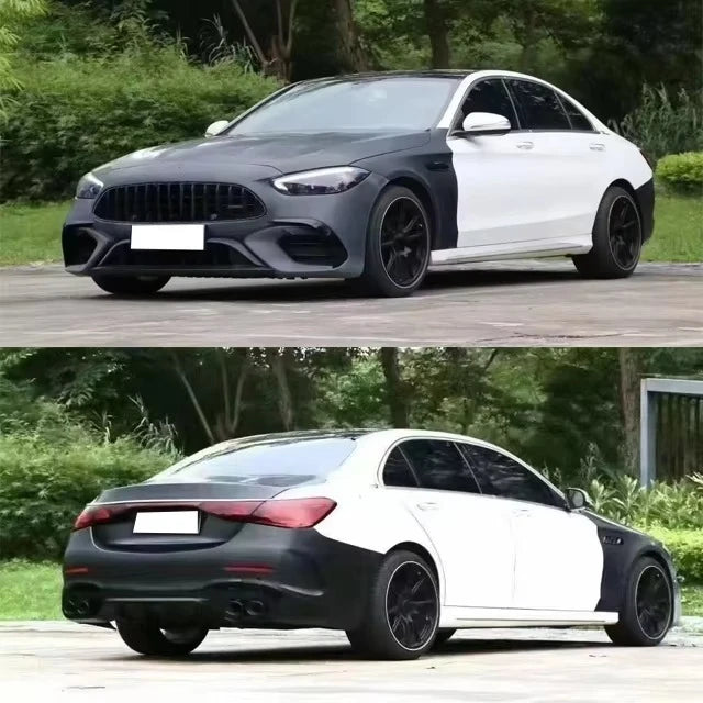 Kit Carrosserie Mercedes Classe C W205 2015-2021 Transformation Style W206 C63 AMG, Ensemble Pare-Chocs Noir