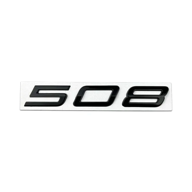 Logo Peugeot 208, 308, 408, 408X, 508 et 508L en ABS 3D, Emblème Lettres de Coffre Noir Brillant, Argent ou Gris
