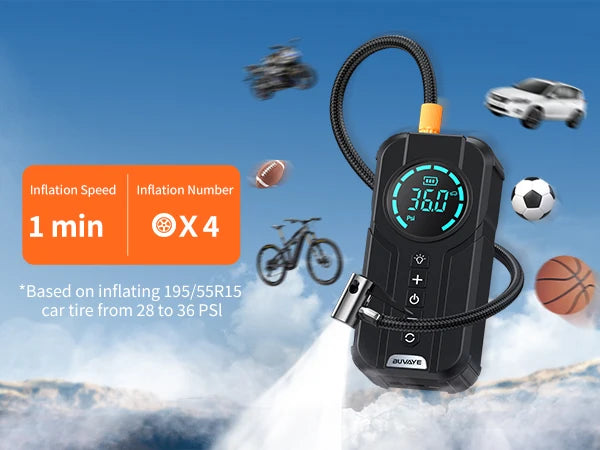 Booster de Batterie Voiture 6000 à 10000 mAh avec Compresseur d'Air