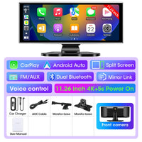 Dashcam 4K Écran CarPlay Sans Fil 11,26 ou 10,26 Pouces Double Caméra