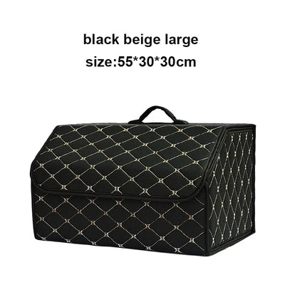 Boîte de Rangement de Coffre Voiture Cuir Matelassé