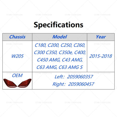 Feux Arrière LED Mercedes Classe C W205 AMG 2015-2018