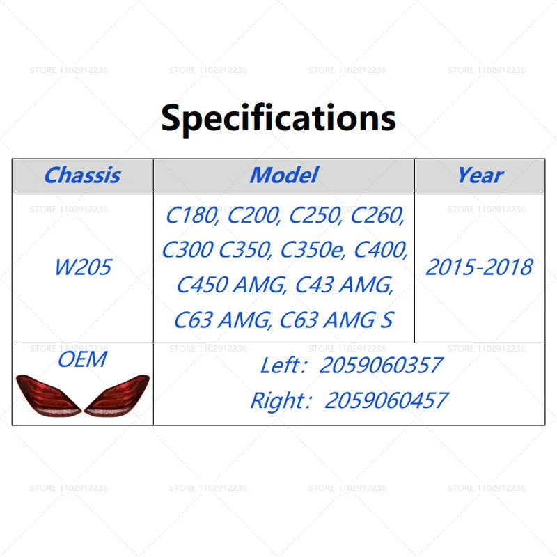 Feux Arrière LED Mercedes Classe C W205 AMG 2015-2018