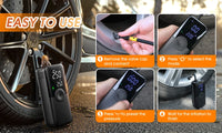 Gonfleur de Pneus Électrique Portable Carsun Rechargeable avec Écran Numérique pour Voiture, Vélo et Ballon