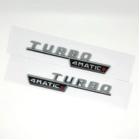 Emblèmes Turbo 4Matic Mercedes d'Aile, Paire A45, CLA45, GLA45, GLE53, Noir Brillant ou Chrome