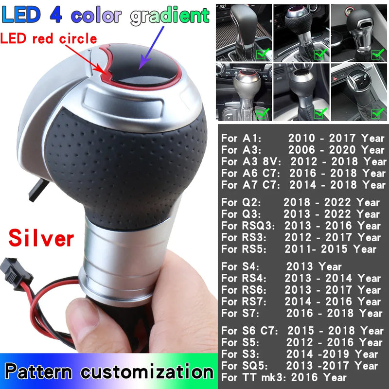 Pommeau de Vitesse LED Audi A3 A6 A7 Q3 RS — vue de profil