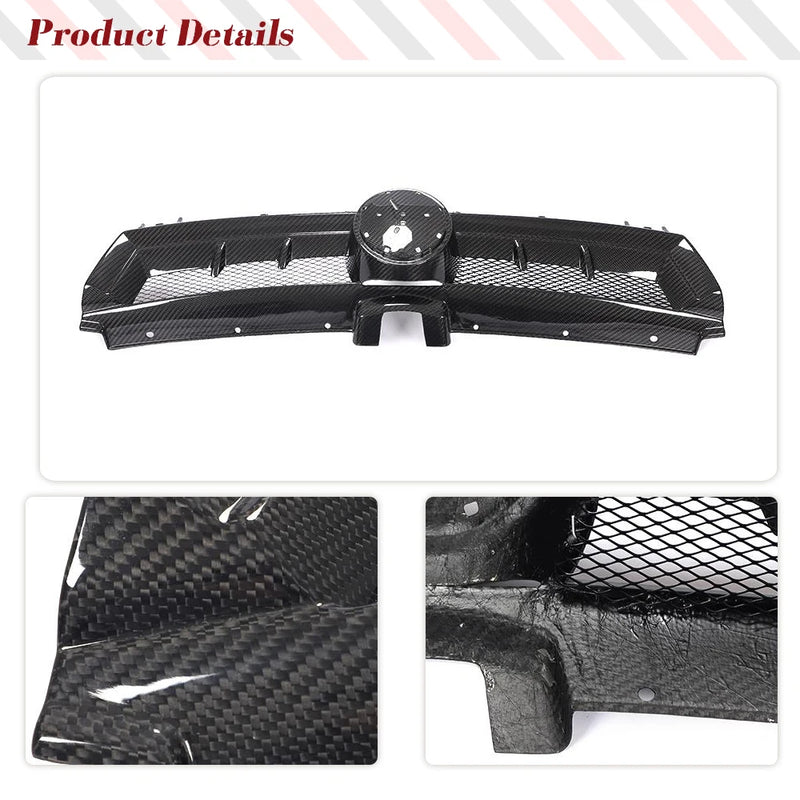 Calandre Avant en Carbone Sec Volkswagen Golf 7 MK7 GTI et Golf R 2014-2017 Noir Brillant