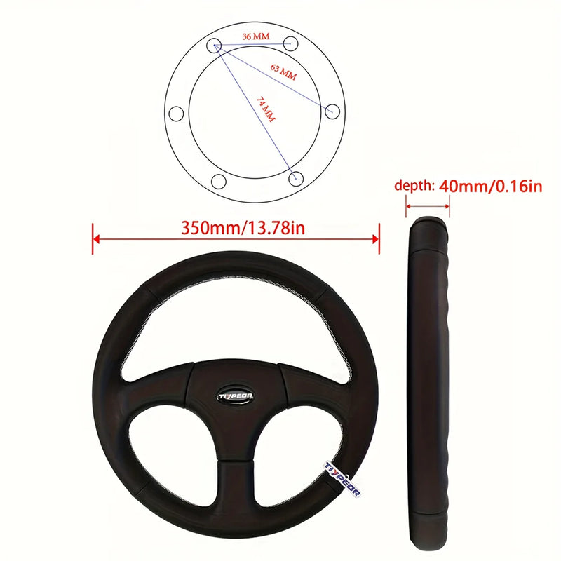Volant Sport Universel 350 mm 3 Branches PCD 70 mm