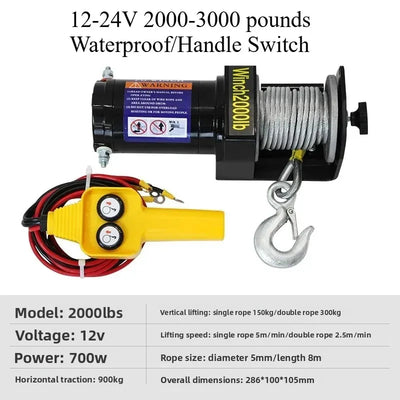 Treuil Électrique 2000 3000 lbs Sans Fil 12V 24V
