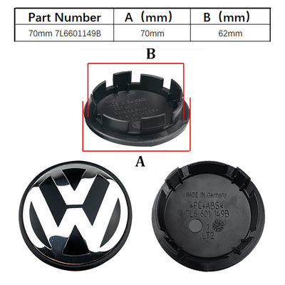 Cache-Moyeux Volkswagen VW Golf Polo Passat 55mm 76mm