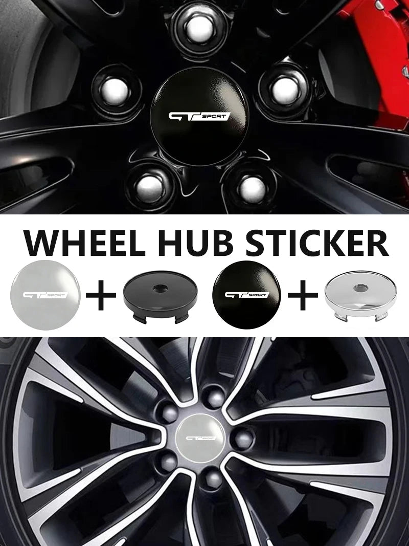 Cache-Moyeux GT Sport 56 ou 60 mm, Lot de 4, Noir ou Argent, pour Renault Clio, Twingo, Zoe, Mégane, Duster