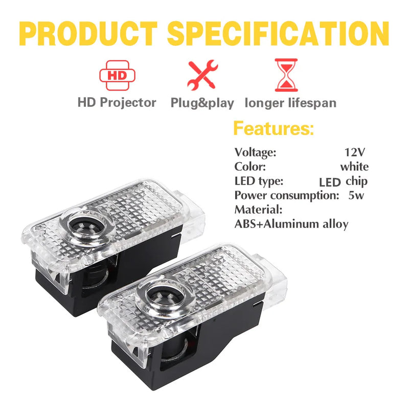 Projecteur de Portière LED Porsche Cayenne 955 957 2003-2009, Motif Cayenne ou Porsche, Paire