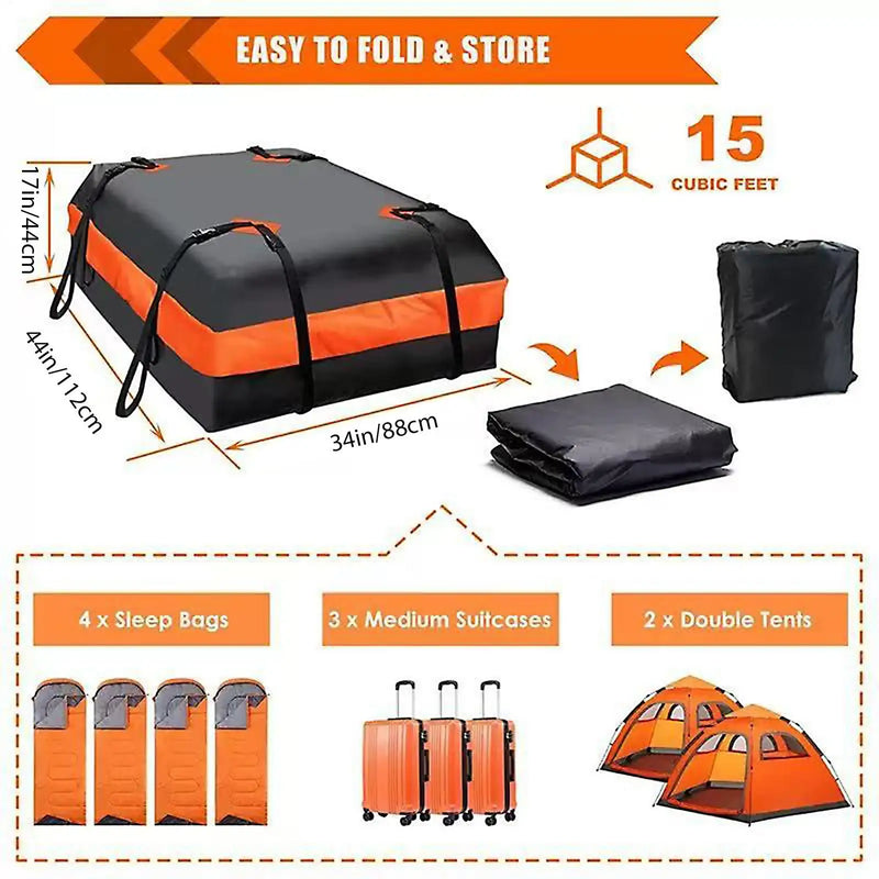 Sac de Toit de Voiture en Tissu Oxford Imperméable 112 x 88 x 44 cm pour SUV, Camion et Remorque
