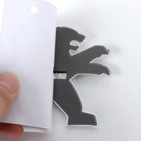 Logo Lion Peugeot en ABS 3D, Emblème de Capot et de Coffre 75, 80, 83, 105 ou 115 mm, Noir Brillant ou Argent