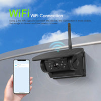 Caméra de Recul Sans Fil à Charge Solaire Podofo 720P WiFi avec Vision Nocturne IP67 Magnétique pour Camping-Car, Voiture et Pick-up