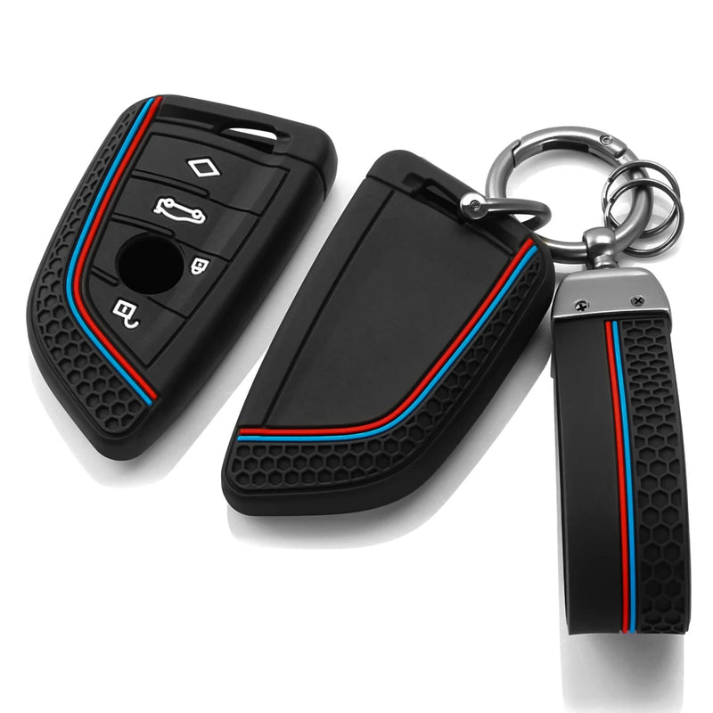 Coque de Clé Silicone BMW Série 1 2 3 4 5 6 7 X1 X3 X5 X7 F10 F20 F30 G20 G30 avec Dragonne
