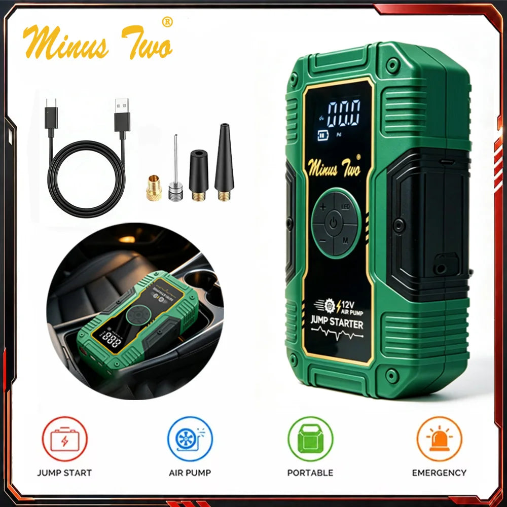 Booster de Batterie 2000A 12V Compresseur d'Air et Lampe LED