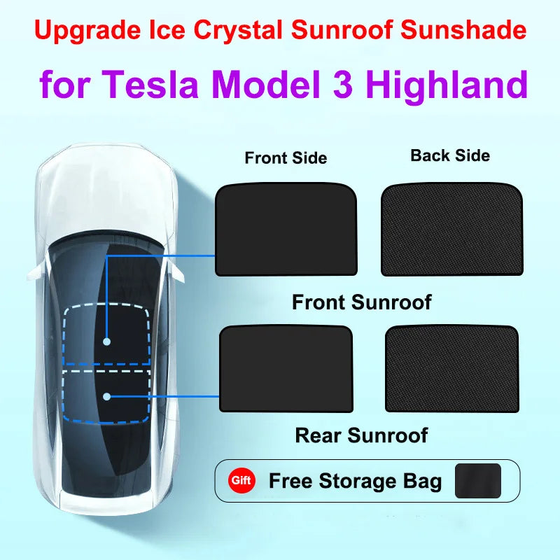 Pare-Soleil Tesla Model 3 Highland Toit Ouvrant, Pare-Brise et Vitres Latérales
