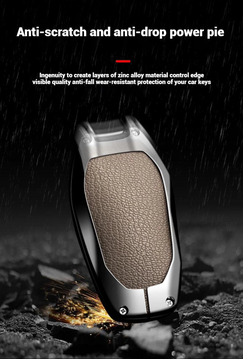 Étui de Protection Clé Peugeot Citroën Cuir et Alliage 207 307 308 407 607 807 C2 C3 C4 C5 C6 C8