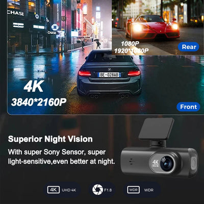 Dashcam Kocam V21 4K GPS Wi-Fi Double Objectif