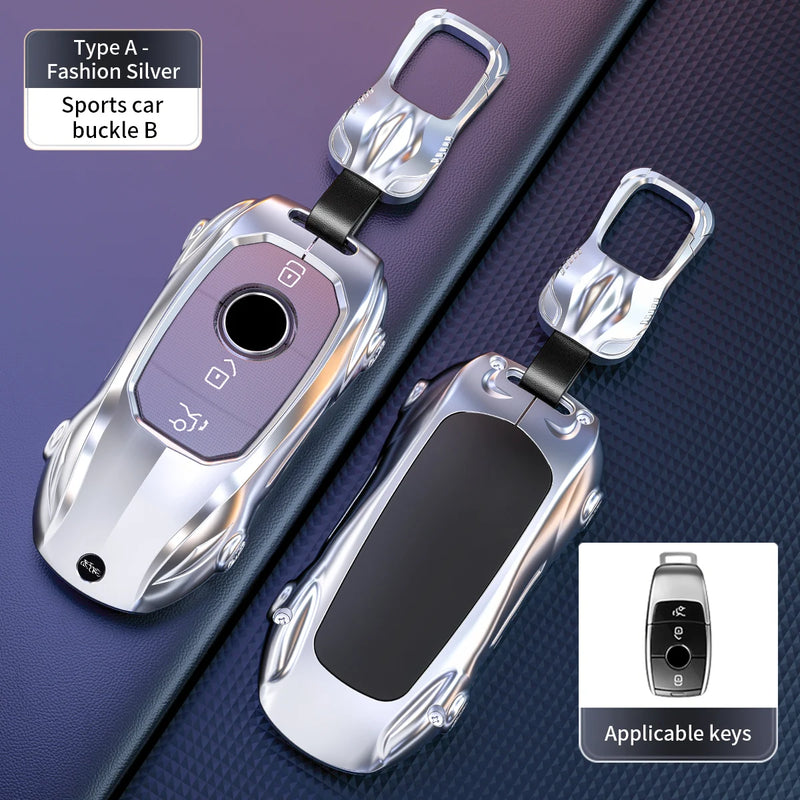Coque de Protection Clé Mercedes Classe A B C E S W204 W205 W210 W212 W213 W176 W463 GLC GLB GLE AMG Alliage de Zinc Style Supercar
