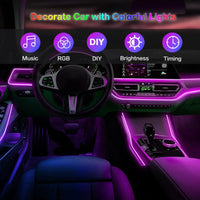Kit Éclairage d'Ambiance LED RGB Intérieur Voiture Fibre Optique Télécommande