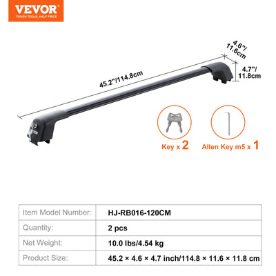 Barres Transversales de Toit Aluminium Universelles Van