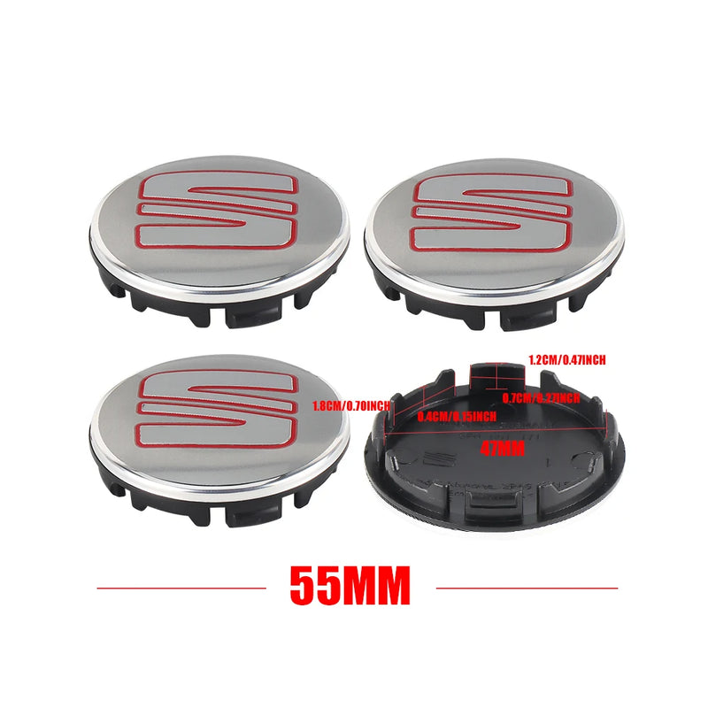 Cache-Moyeux Seat Leon Ibiza Ateca Cupra 55mm 63mm — vue de trois quarts