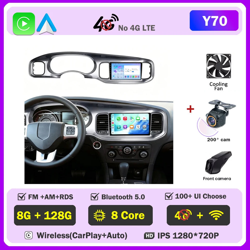 Autoradio Android Dodge Charger 2011-2014 Écran QLED 9 pouces CarPlay GPS Navigation